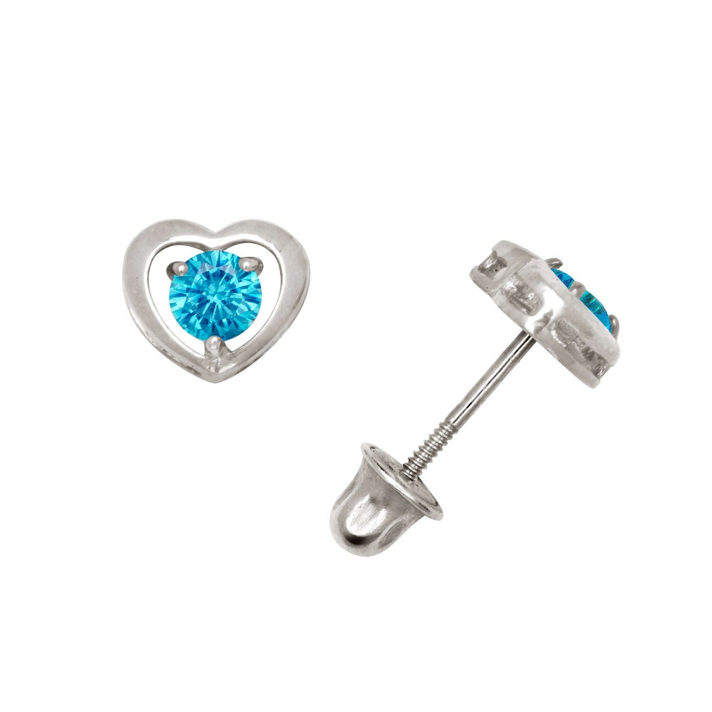 14K Yellow & White Gold Elegant CZ Heart Shaped Stud Earrings for Women