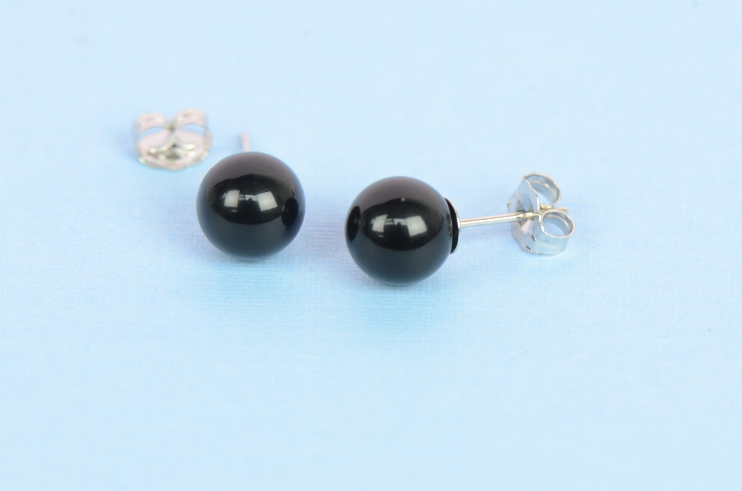 925 Sterling Silver black Onyx Pearl 4mm 8mm Stud Earrings for Women