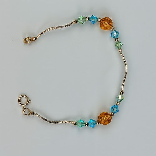 14K Yellow Gold Elegant Crystals Bracelet Kids Baby Girls & Boy