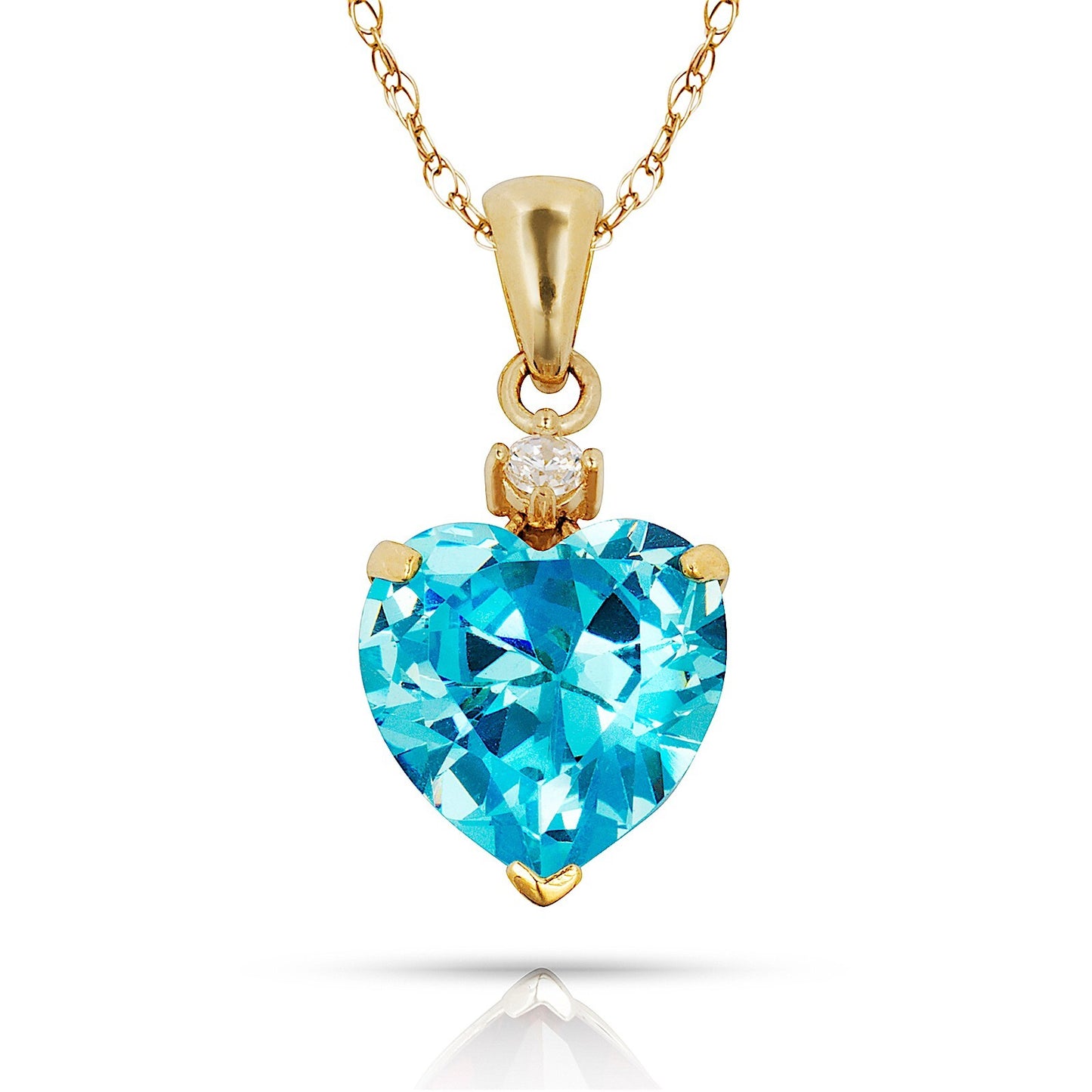 14K Yellow Gold Classic Heart Shaped Simulated CZ Pendant for Women