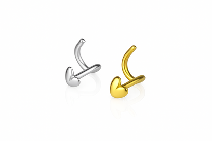 14k Yellow or White Gold Heart Piercing Stud