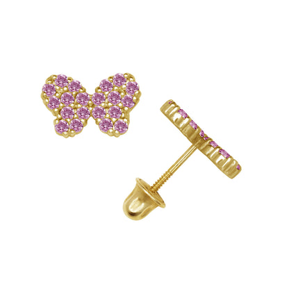 14k Yellow or White Gold Butterfly CZ Stud Earrings
