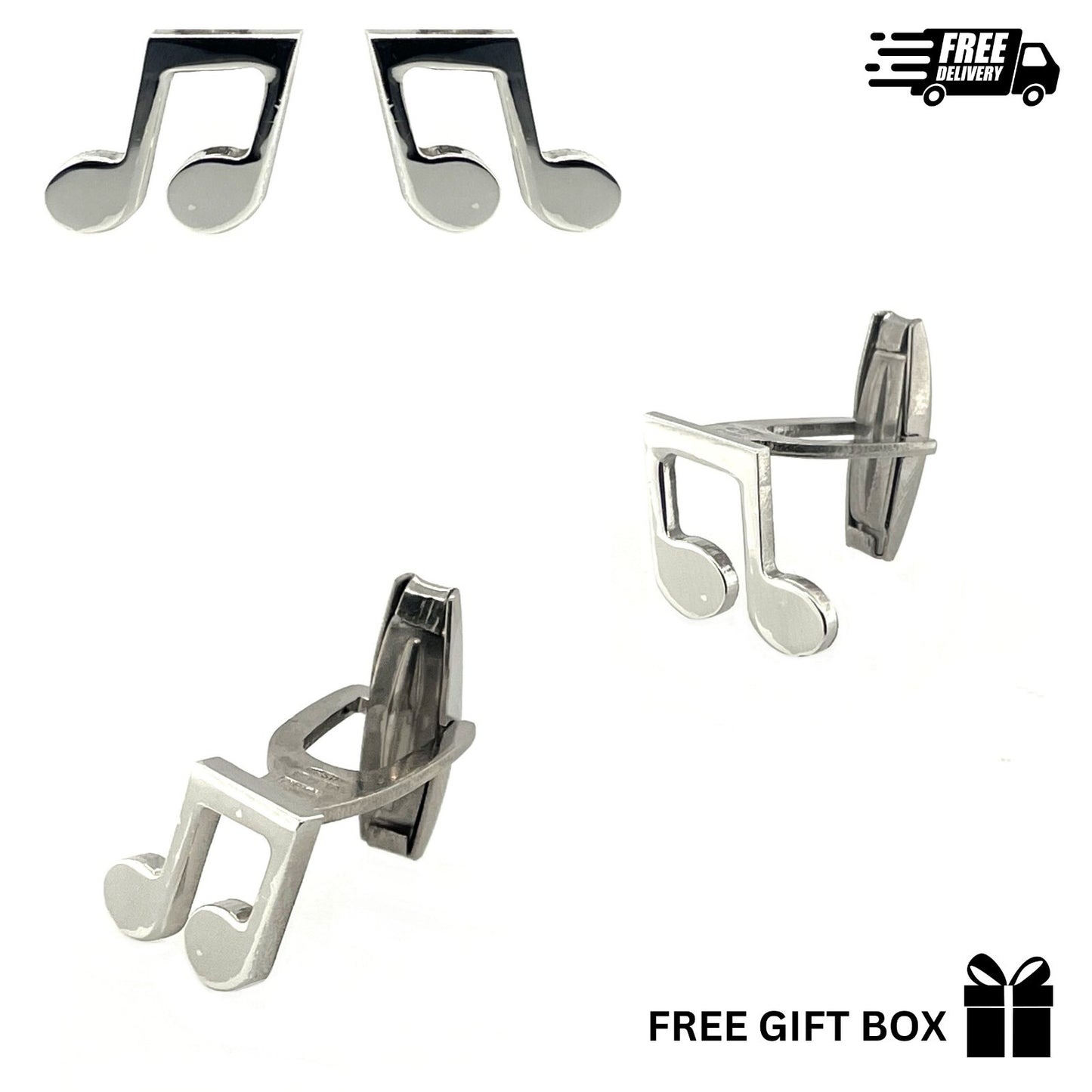 925 Sterling Silver Italy Musical Notes Cufflinks
