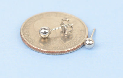 925-Sterling-Silver-Round Ball Stud Earrings High Polished