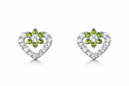 14K White Gold CZ Heart Shape Stud Earrings