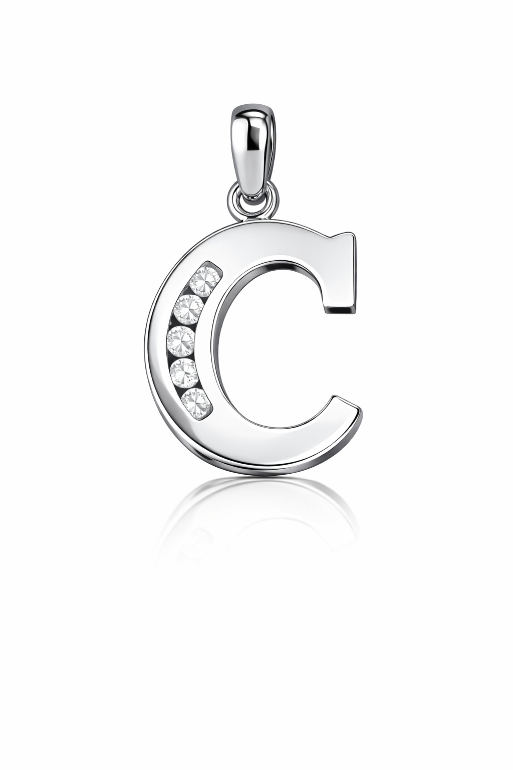 925 Sterling Silver Initial Letter CZ Pendant