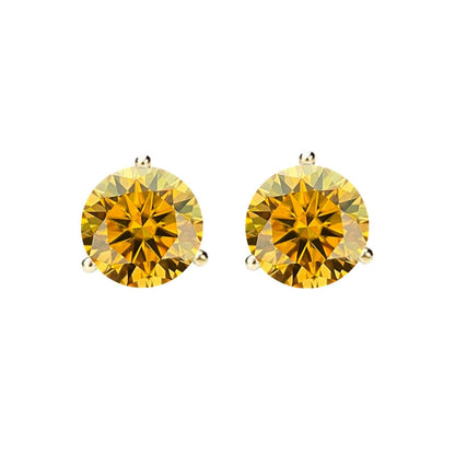 14K Gold GRA CertifiedD-VVS1 Yellow Moissanite ScrewBack Stud Earrings