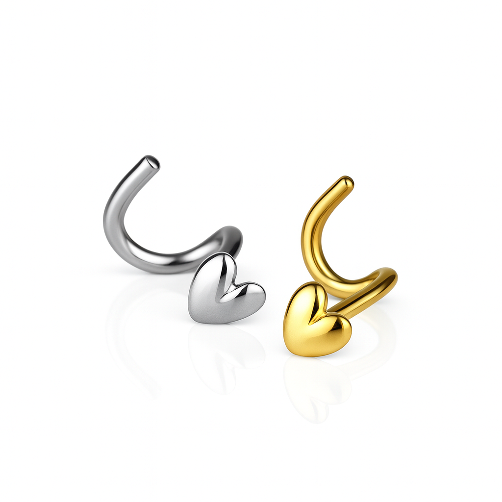 14k Yellow or White Gold Heart Piercing Stud