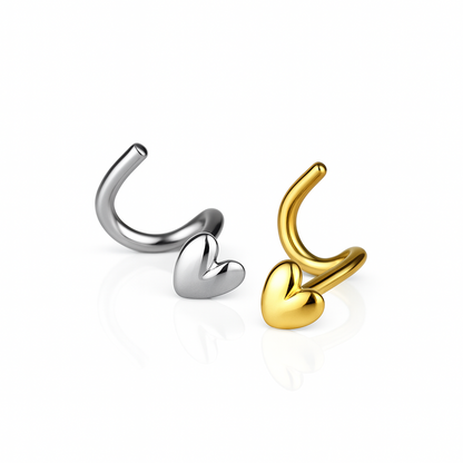 14k Yellow or White Gold Heart Piercing Stud