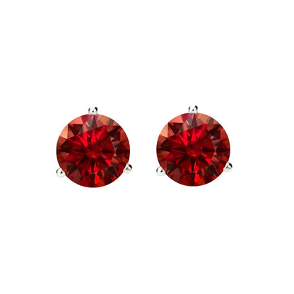 14K Gold GRA CertifiedD-VVS1 Garnet Moissanite ScrewBack Stud Earrings