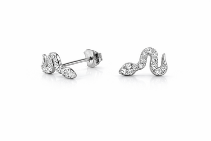 14k Yellow or White Gold Snake Stud Earring Push Back