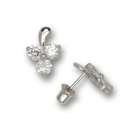14K White Gold  Adorable Trio Shaped Beautiful earrings for Women