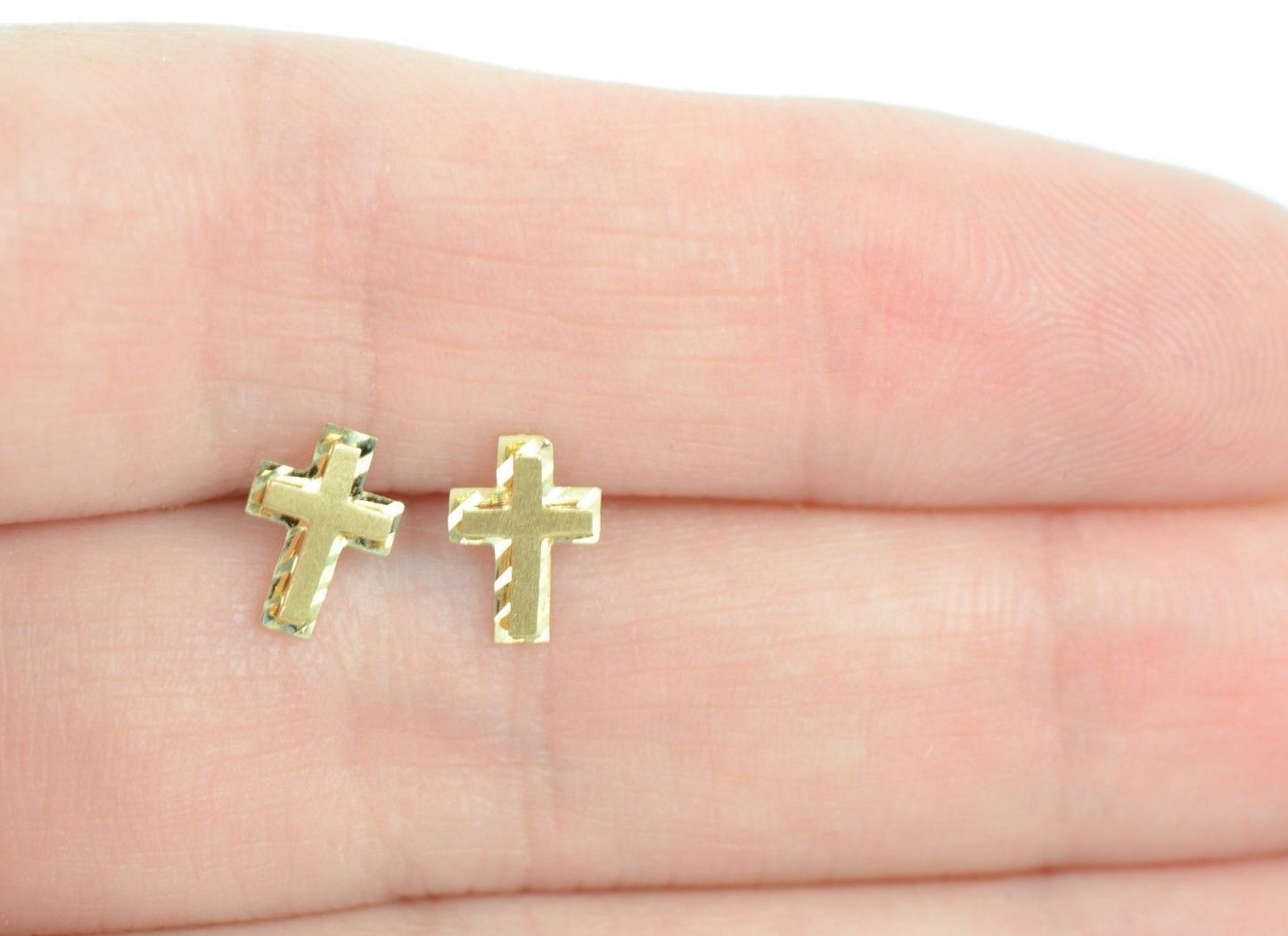 14K Yellow or White Gold Cross Earrings