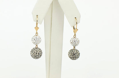 14K Yellow Gold Leverback Dangle Earrings with Genuine Czech Crystals