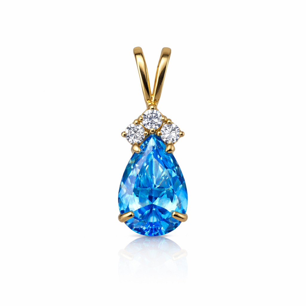 14k Yellow Gold Pear CZ Birthstone Pendant