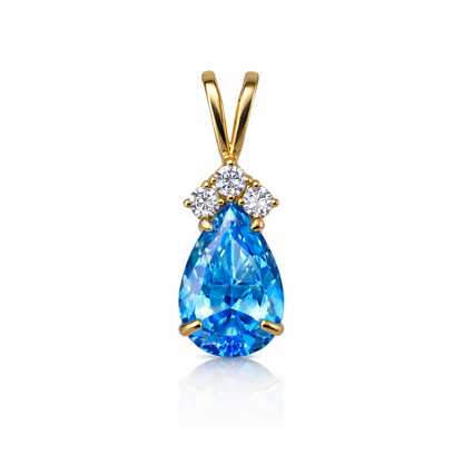 14k Yellow Gold Pear CZ Birthstone Pendant