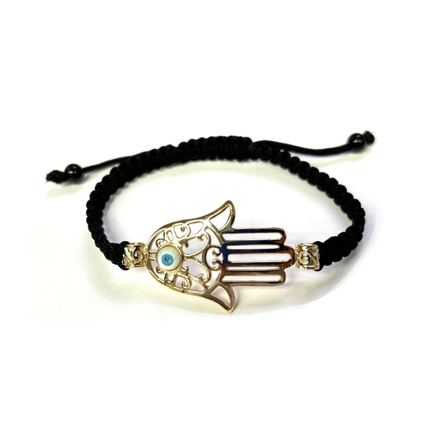 925 Sterling Silver  Hamsa Bracelet 6" Adjustable to 11"