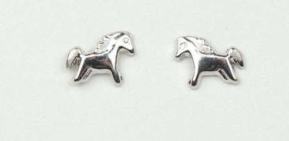 14k Yellow Gold Baby Enamel Horse earrings with Screw Back