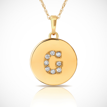 14k Yellow / White & Rose Gold Letter Initial CZ Pendant For Women
