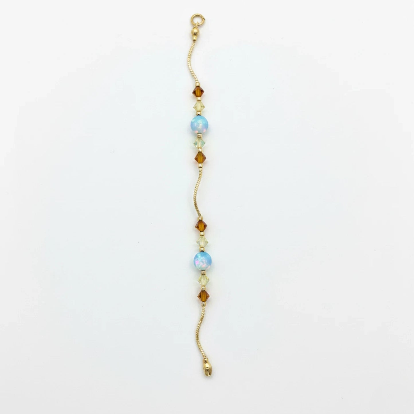 14k Yellow Gold Baby Bracelet made with Opal and Crystals from Swarovski