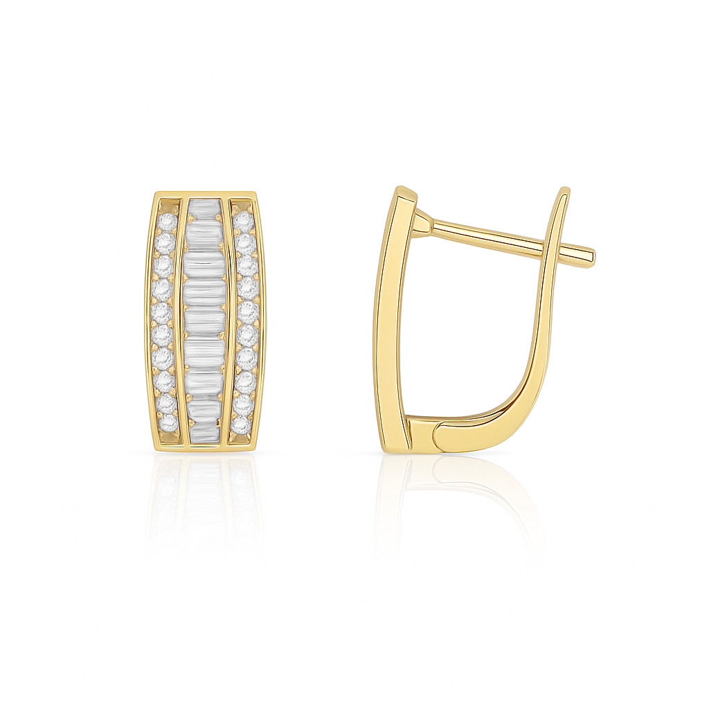 14k Yellow Gold CZ Beautiful Leverback Earrings for Women