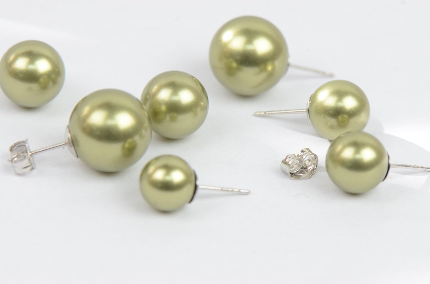 925 Sterling Silver Classic Pearls push back Stud Earrings for Women