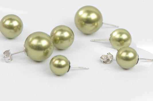 925 Sterling Silver Classic Pearls push back Stud Earrings for Women