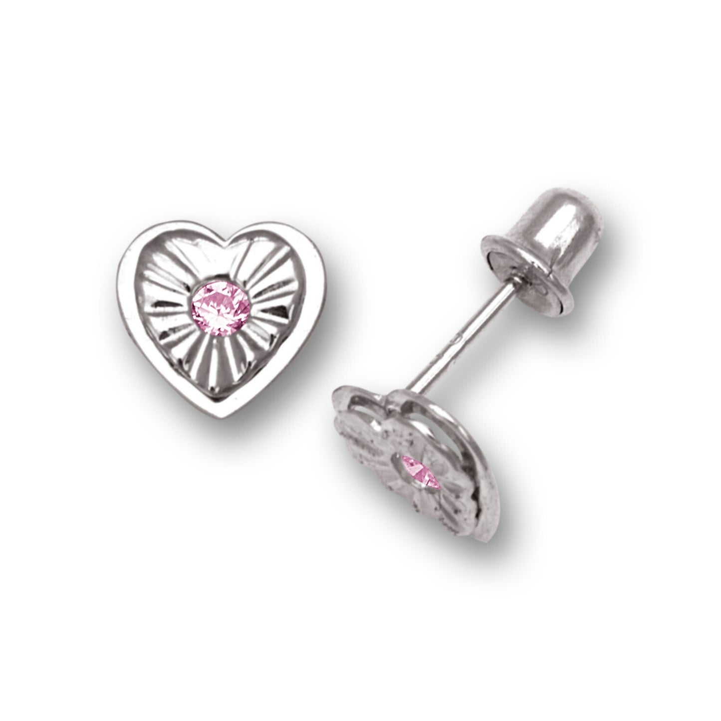 14K Yellow & White Gold  Mini Heart Shaped Screw back Stud Earrings for Women