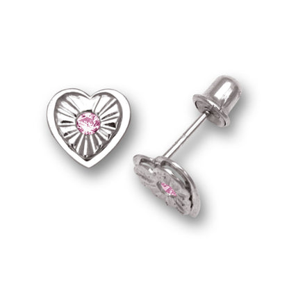 14K Yellow & White Gold  Mini Heart Shaped Screw back Stud Earrings for Women