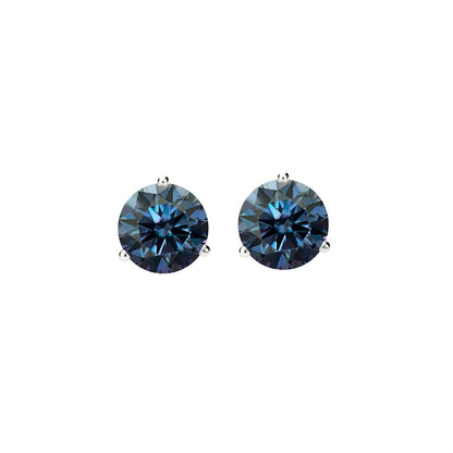 14K Gold GRA CertifiedD-VVS1 Blue Moissanite Martini ScrewBack Stud Earrings