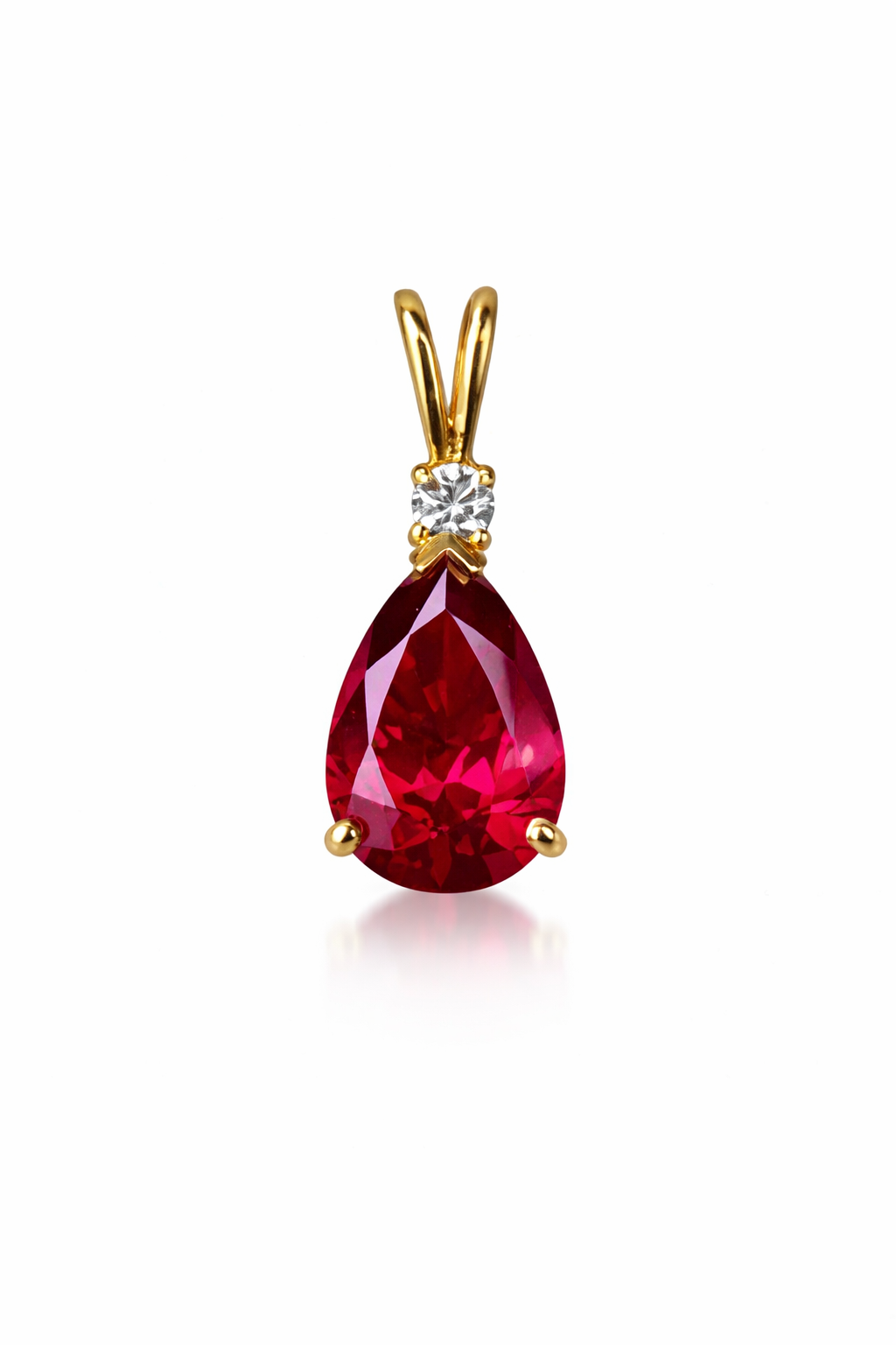14k Yellow Gold Pear CZ Birthstone Pendant