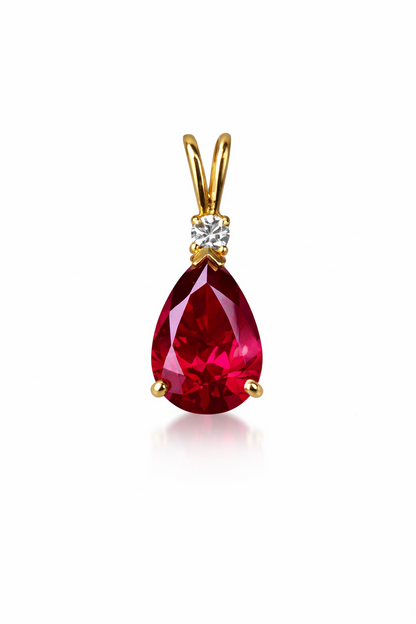 14k Yellow Gold Pear CZ Birthstone Pendant