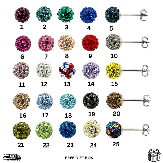925 Sterling Silver Round Crystal Ball Push Back Stud Earrings 6 mm