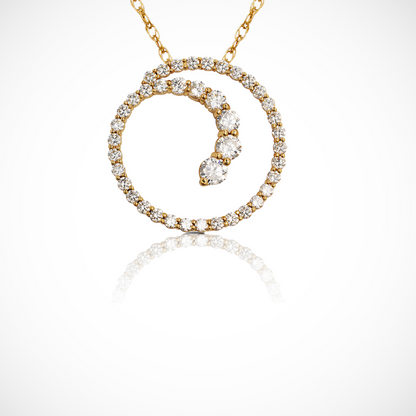14k Yellow & White Gold Journey Circle Pendant For Women