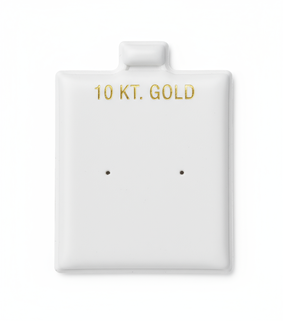 White Vinyl 10K Center Punch Earring Card Puff Pad Jewelry DisplayHolder 100 Pcs