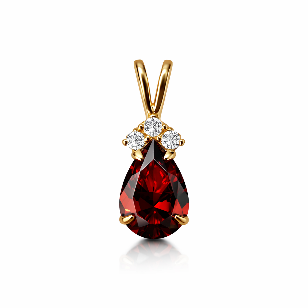 14k Yellow Gold Pear CZ Birthstone Pendant