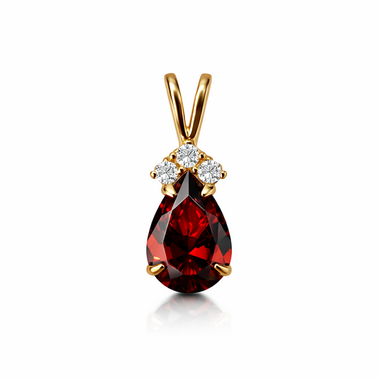 14k Yellow Gold Pear CZ Birthstone Pendant