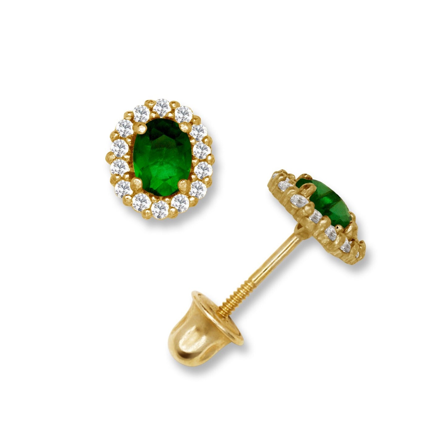 14K Yellow & White Gold Oval Shaped Gorgeous Stud Earrings Women for Women