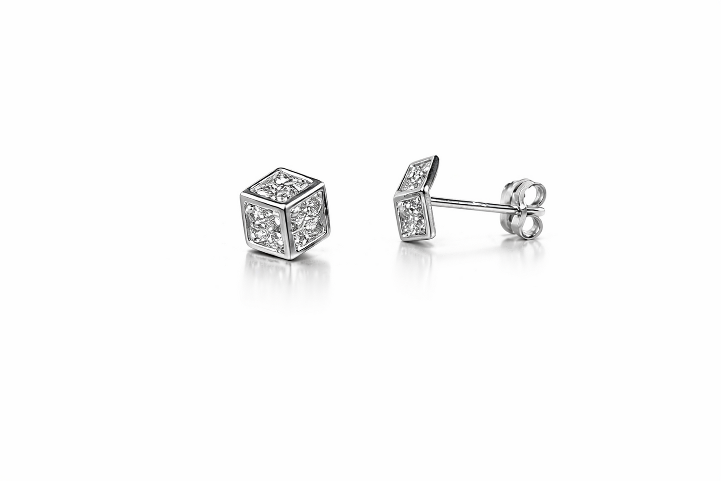 14K Yellow or White Gold Dice Stud push back  Earring