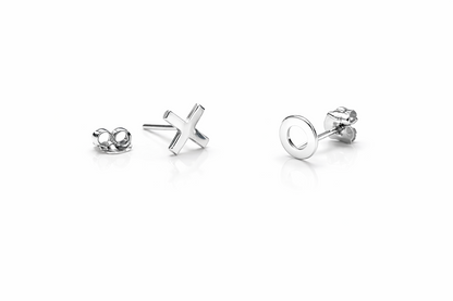 14K Yellow or White Gold "XO" Earrings with Push Back