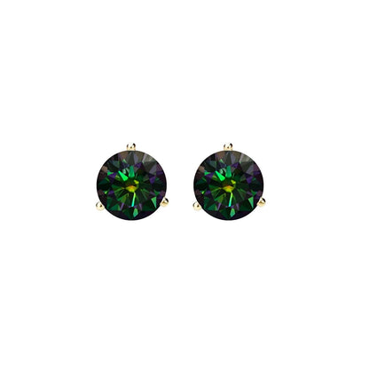 14K Gold GRA CertifiedD-VVS1 Rainbow Green Moissanite ScrewBack Stud Earrings