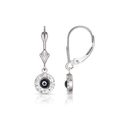 Round Evil Eye 14K Yellow/white Gold Dangle Earrings