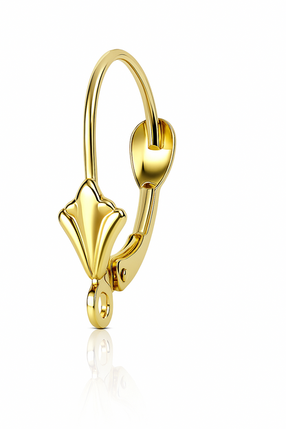 14k Yellow or White Gold Fleur De Lis LeverBack Earring Finding by Piece!!*