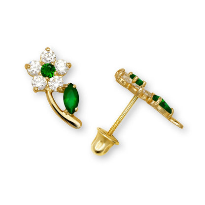 14K Yellow & White Gold Flower Shaped Beautiful Studs Earrings for Girls