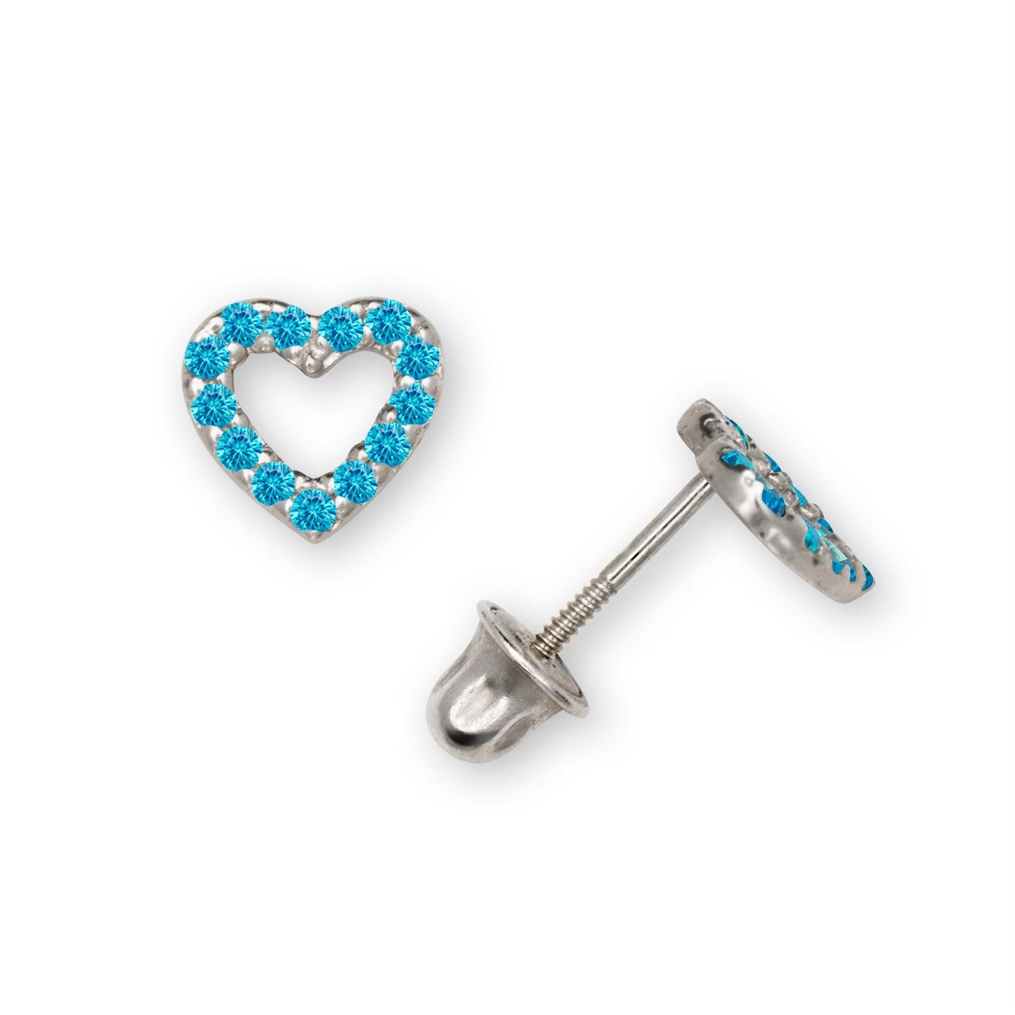 14K Yellow & White Gold Beautiful Small CZ Heart Shaped Stud Earrings for Women