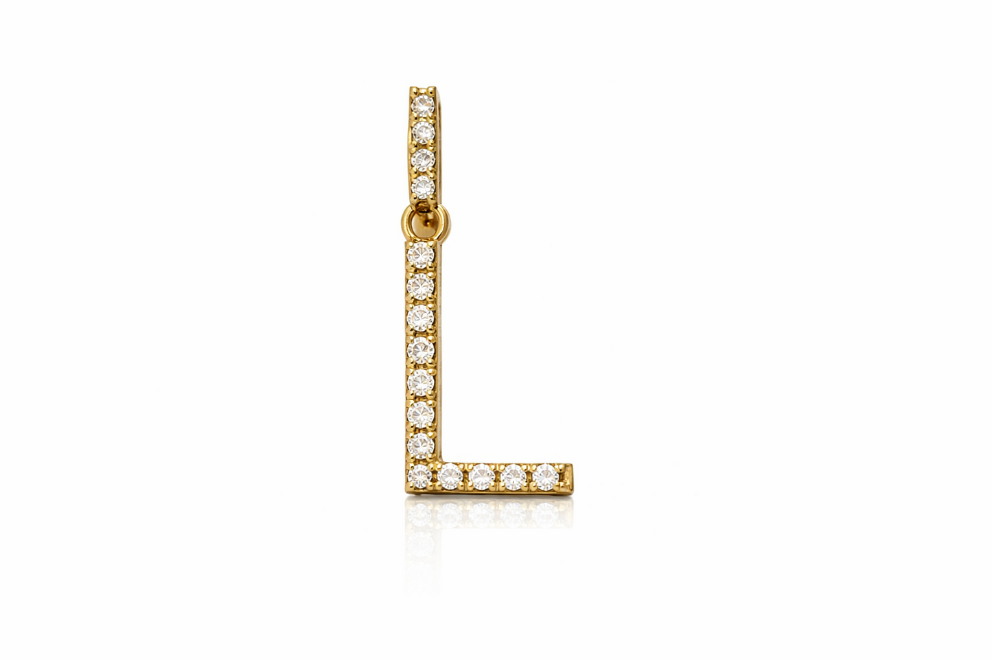 14k Yellow Gold Initial Letter CZ Pendant: Medium