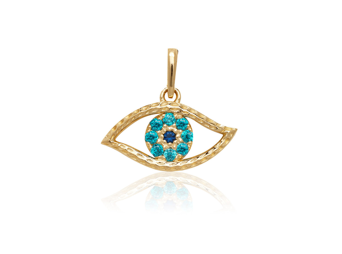 14k Yellow or White Gold Cz Evel Eye Pendant