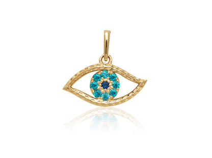 14k Yellow or White Gold Cz Evel Eye Pendant