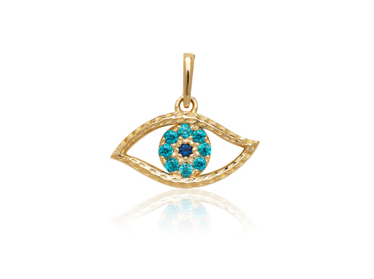 14k Yellow or White Gold Cz Evel Eye Pendant