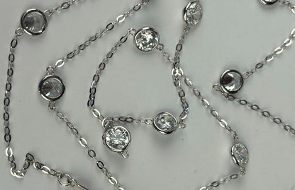 14K WhiteGold Beautiful GRA Certified Round Clear Moissanite Necklaces for Women